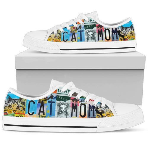 Cat Mom License Plate Low Top Shoes - TrendifyCo