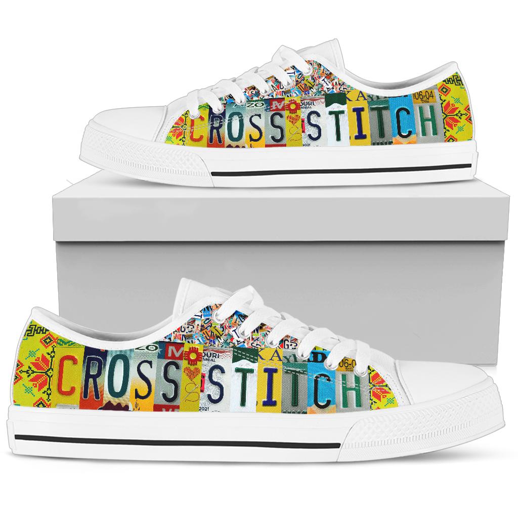 Cross Stitch License Plate Shoes