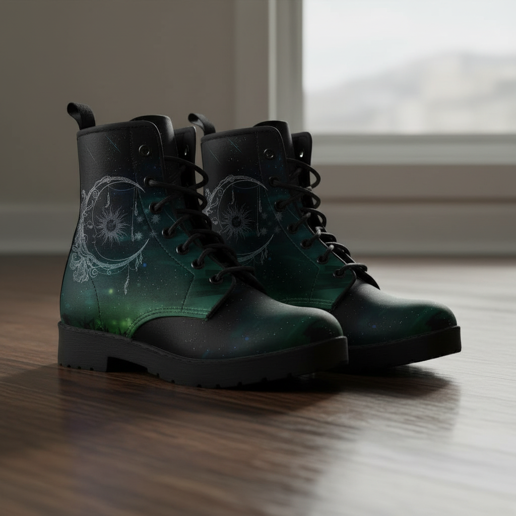 Sun and Moon Custom Vegan Leather Boots