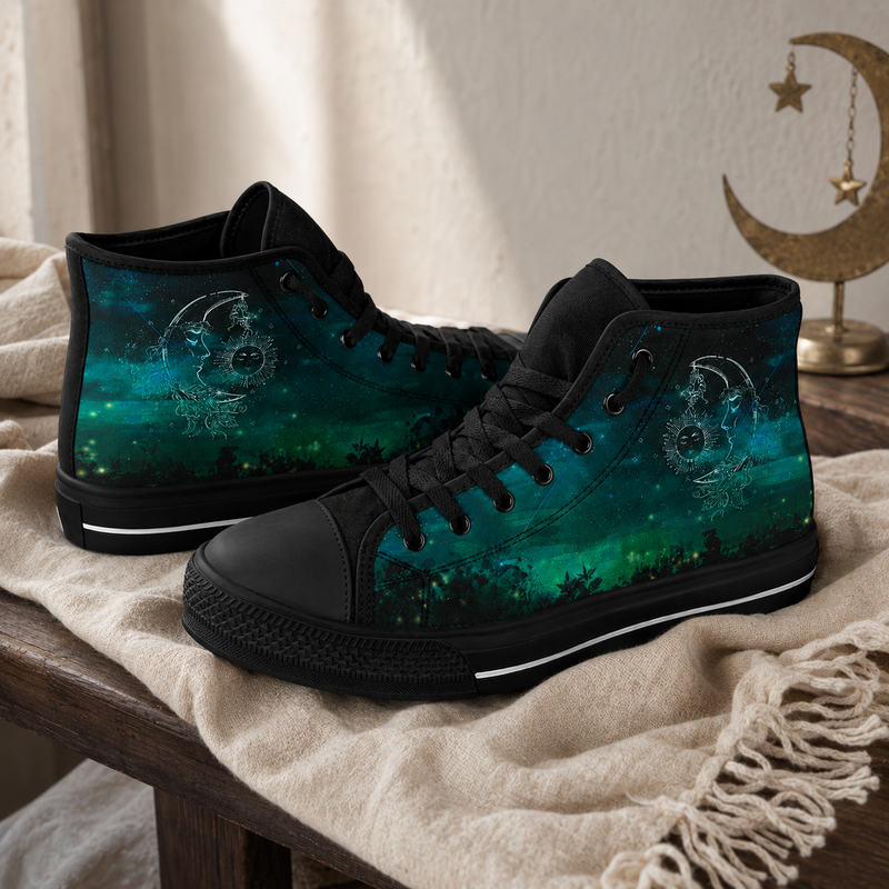 Sun and Moon High-Top Canvas Shoes - TrendifyCo