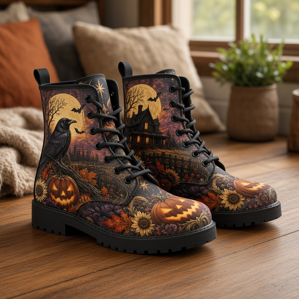 Halloween Night Vegan Leather Boots