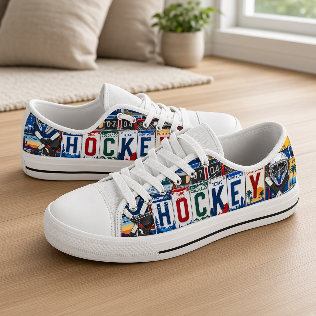 Hockey Custom License Plate Low Top Shoes