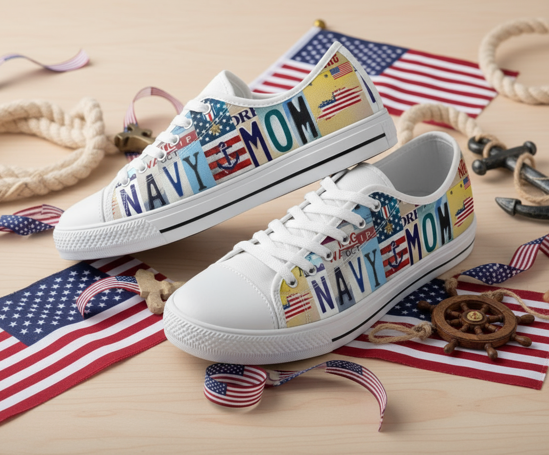 Navy Mom Low-Top Canvas Shoes