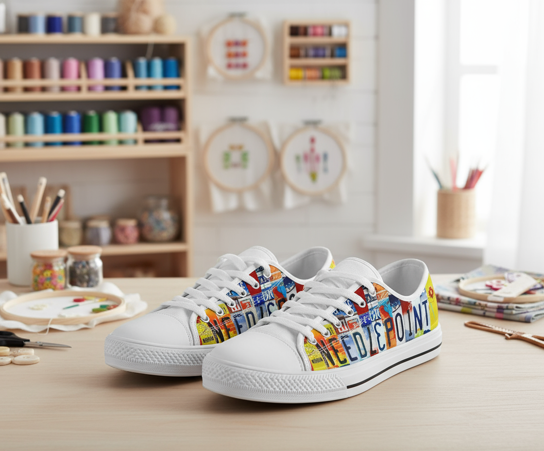 Needlepoint License Plate Shoes - TrendifyCo