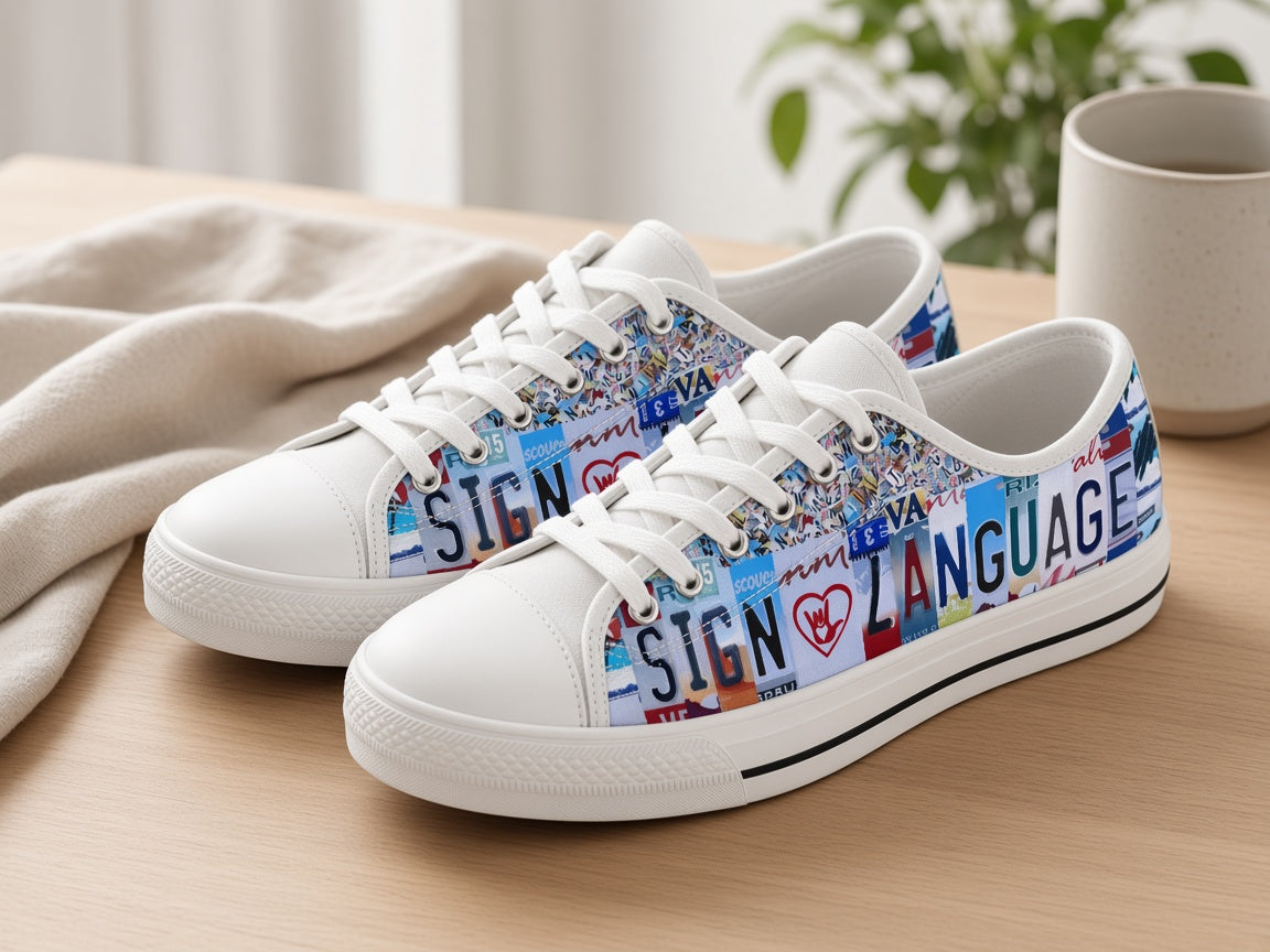 Sign Language Low-Top Canvas Shoes - TrendifyCo