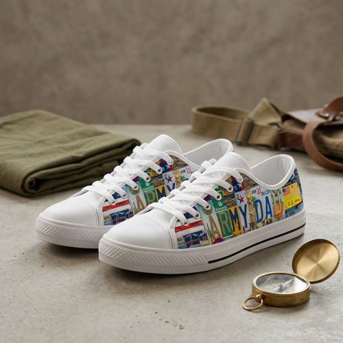 Army Dad License Plate Canvas Shoes - TrendifyCo