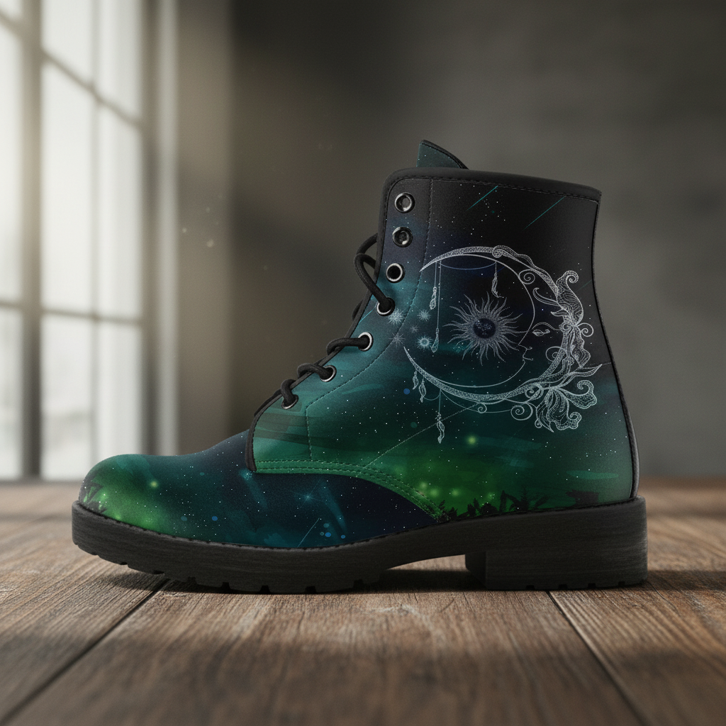 Sun and Moon Custom Vegan Leather Boots