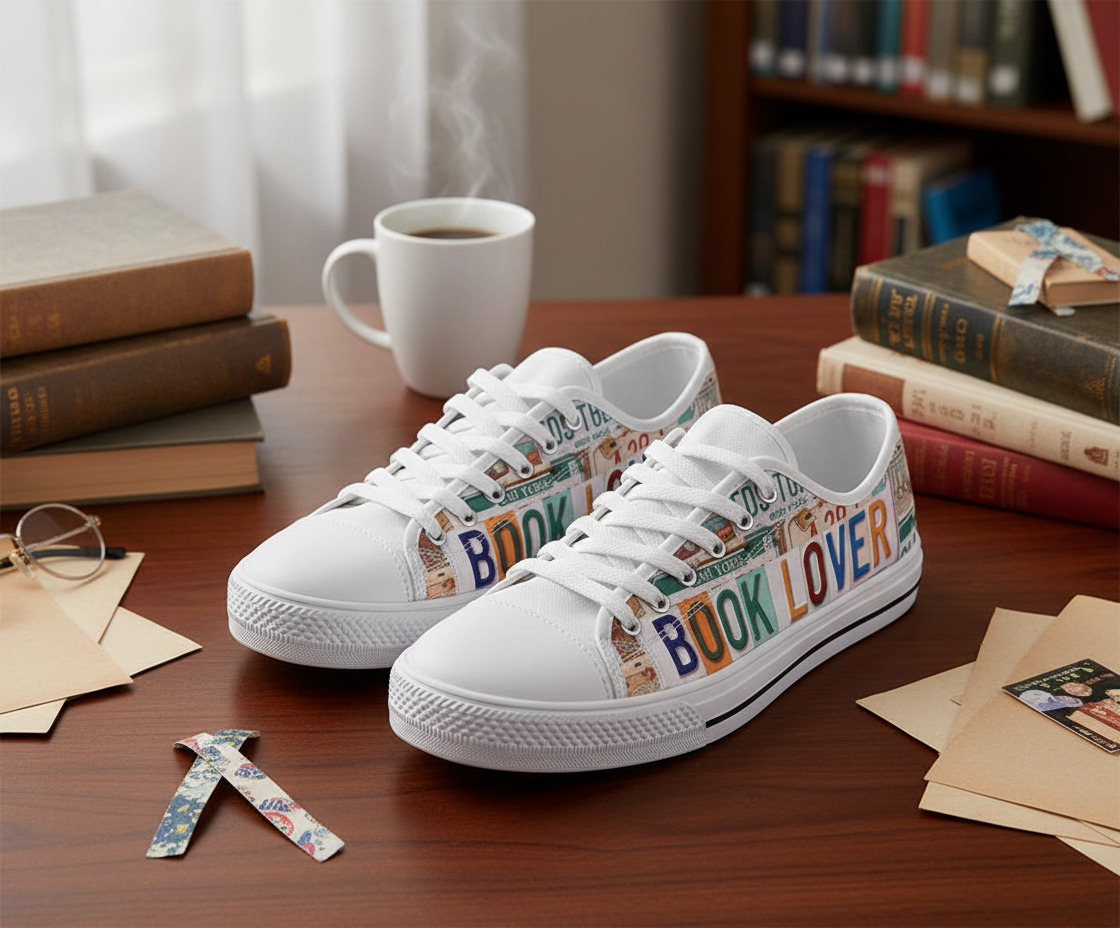 Book Lover License Plate Sneakers - TrendifyCo