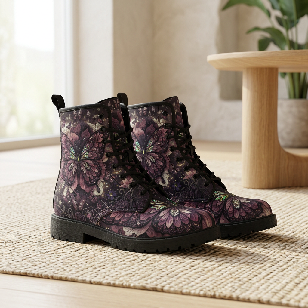 Butterfly Vegan Leather Boots