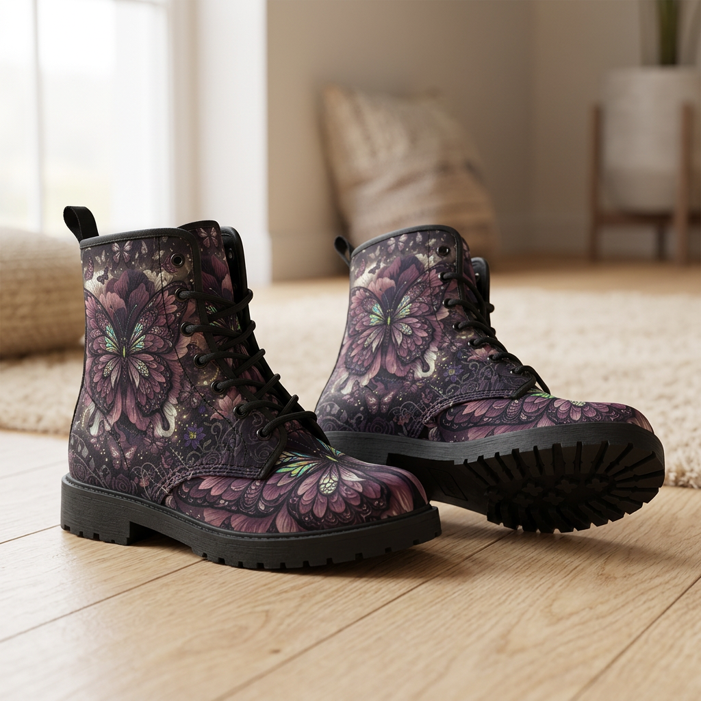 Butterfly Vegan Leather Boots
