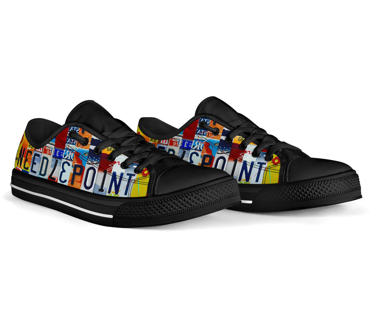 Needlepoint License Plate Shoes