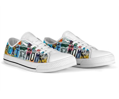 Cat Mom License Plate Low Top Shoes - TrendifyCo