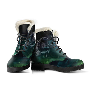 Sun and moon Faux Fur Vegan Leather Boots