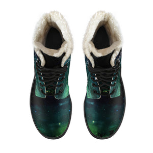 Sun and moon Faux Fur Vegan Leather Boots
