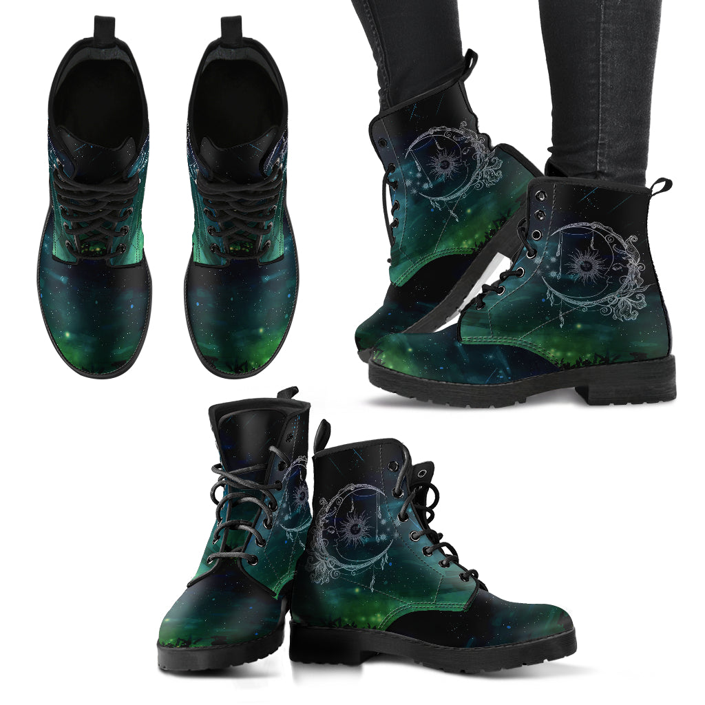 Sun and Moon Custom Vegan Leather Boots