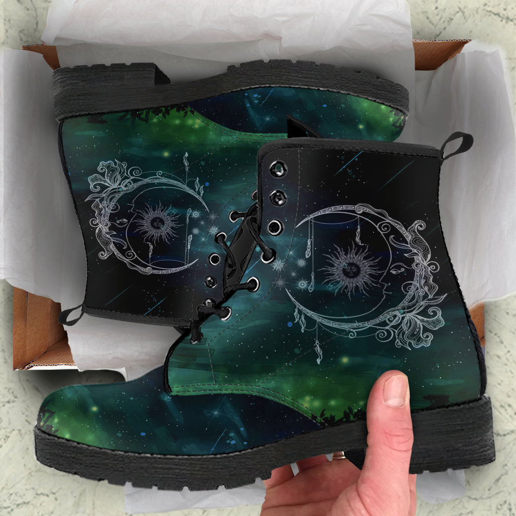 Sun and Moon Custom Vegan Leather Boots