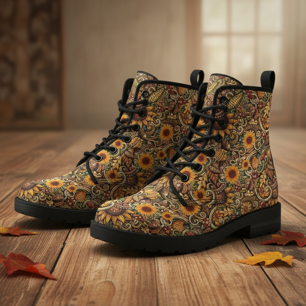 Hippie Sunflower Handcrafted Boots