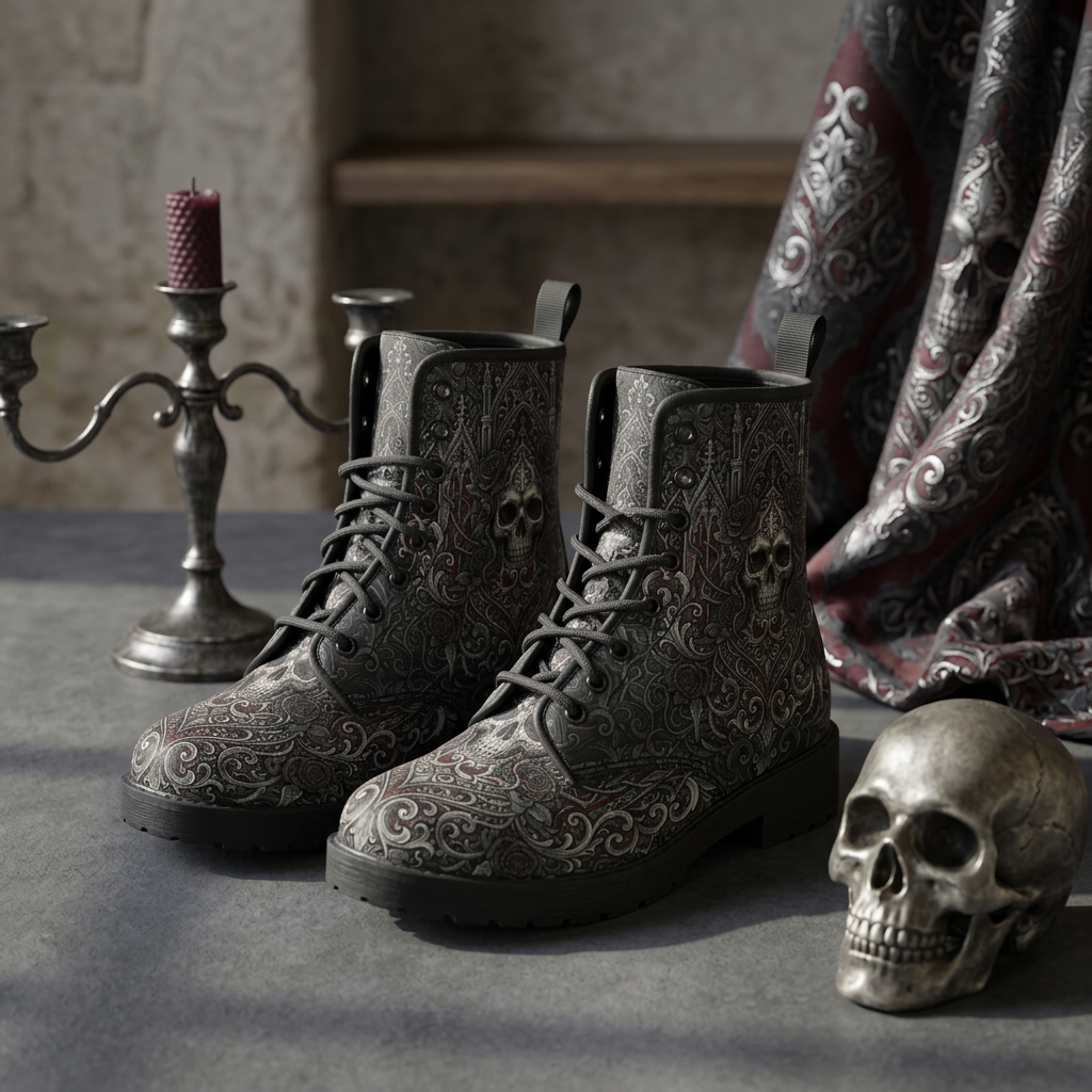 Gothic Skull Vegan Leather Boots