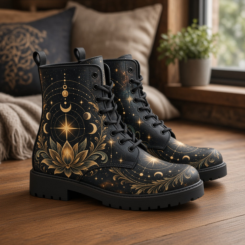 Lotus Galaxy Vegan Leather Custom Boots