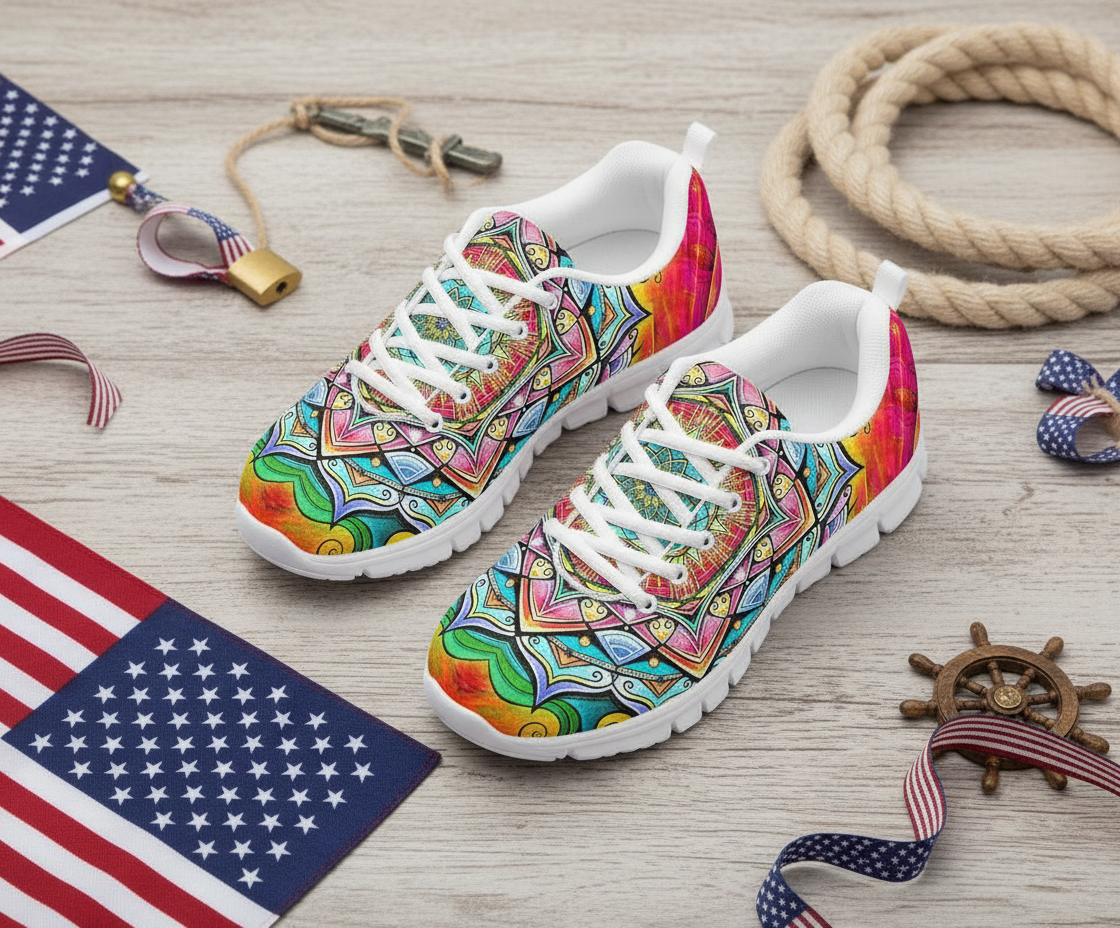 Colorful Mandala Handmade Sneakers - TrendifyCo