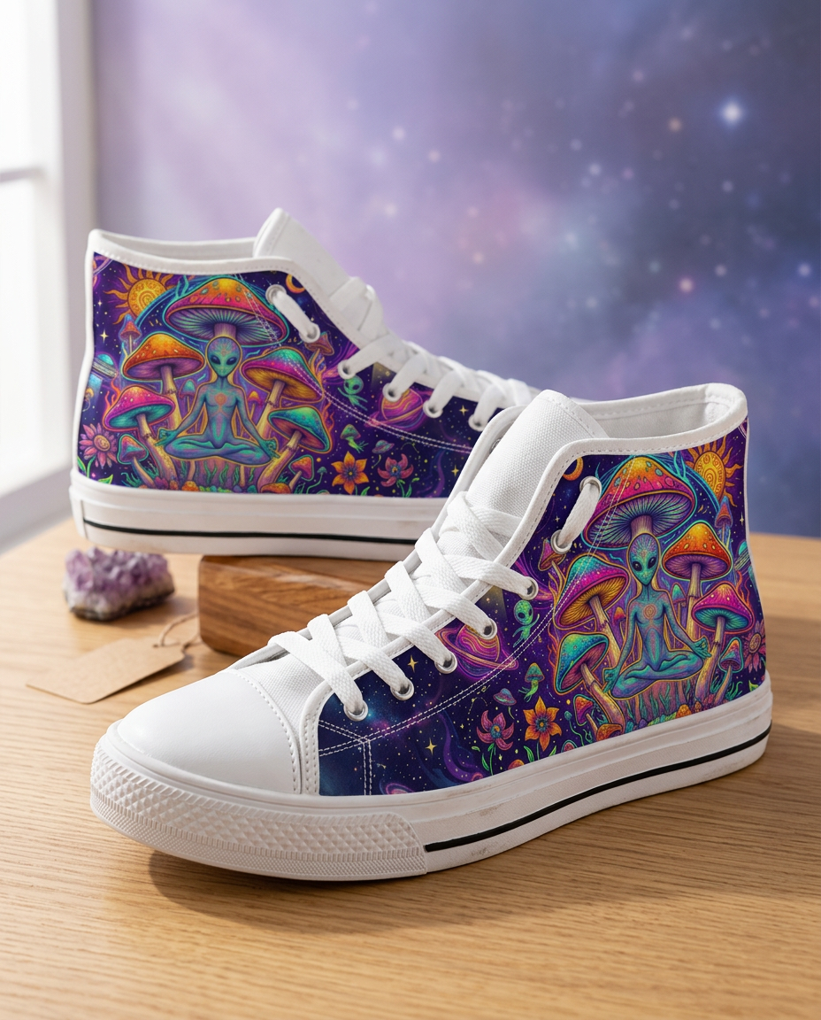 Alien Mushroom Canvas High Top Shoes
