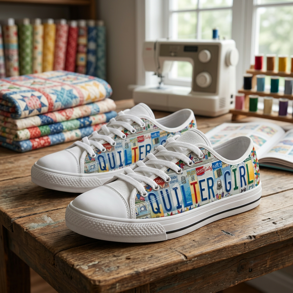 Quilter Girl Canvas Low-Top Sneakers - TrendifyCo