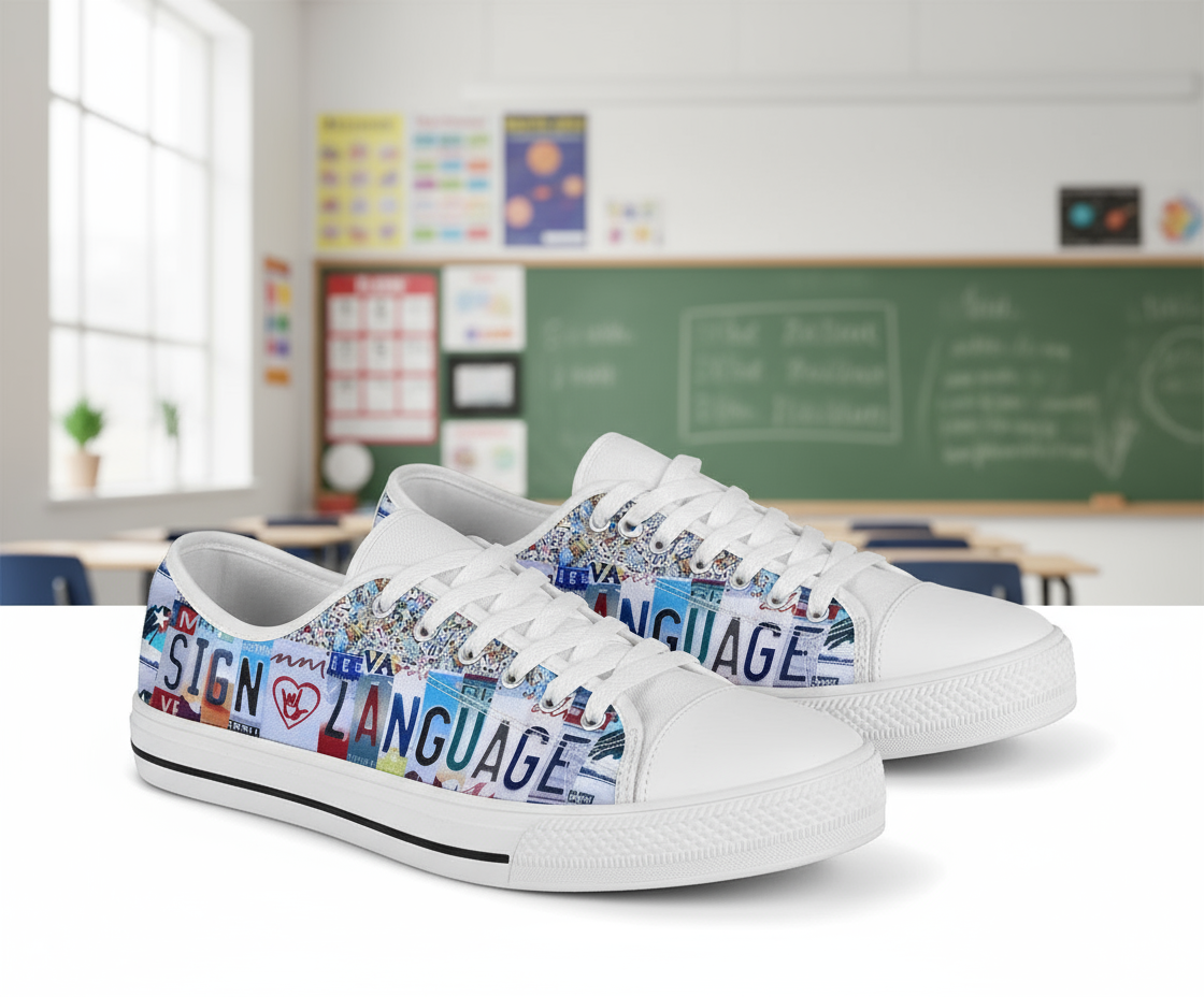 Sign Language Low-Top Canvas Shoes - TrendifyCo