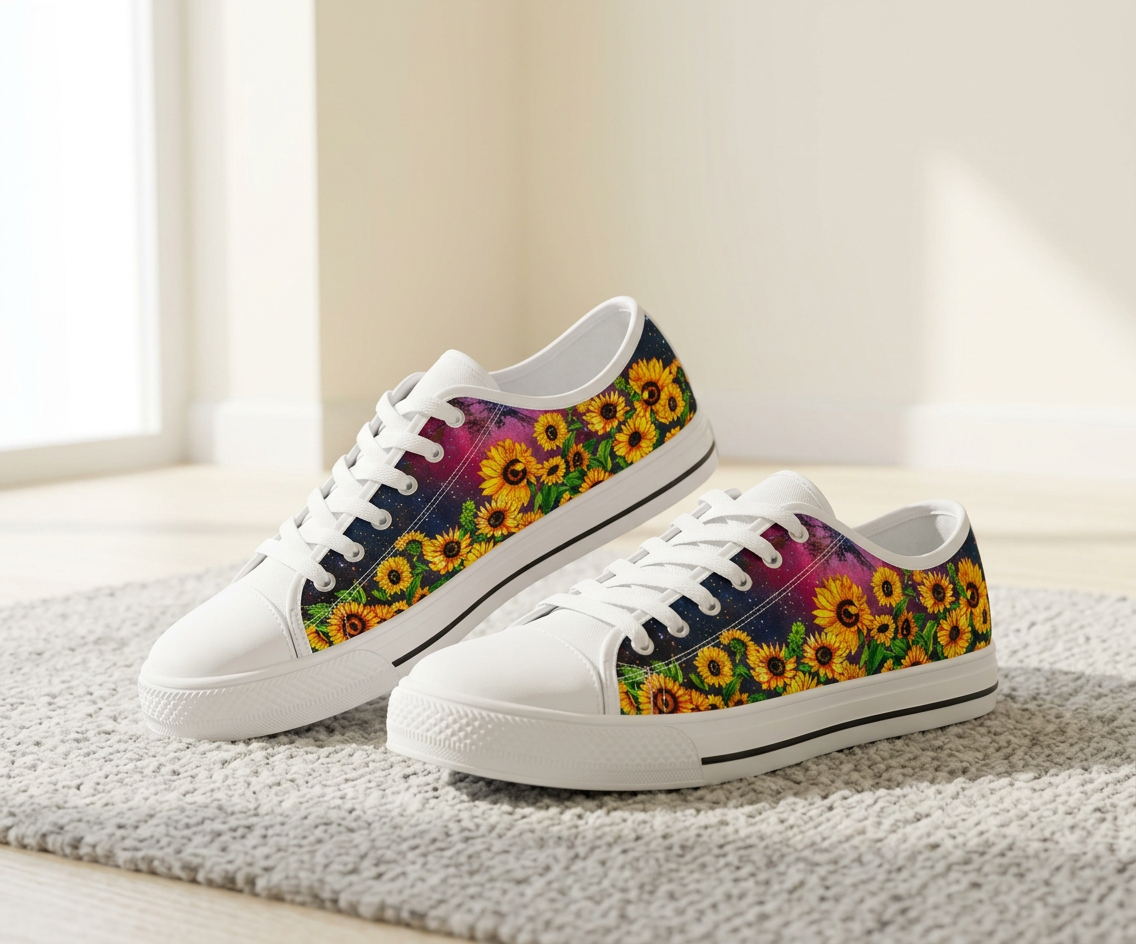 Sunflowers Galaxy Low-Top Canvas Shoes - TrendifyCo