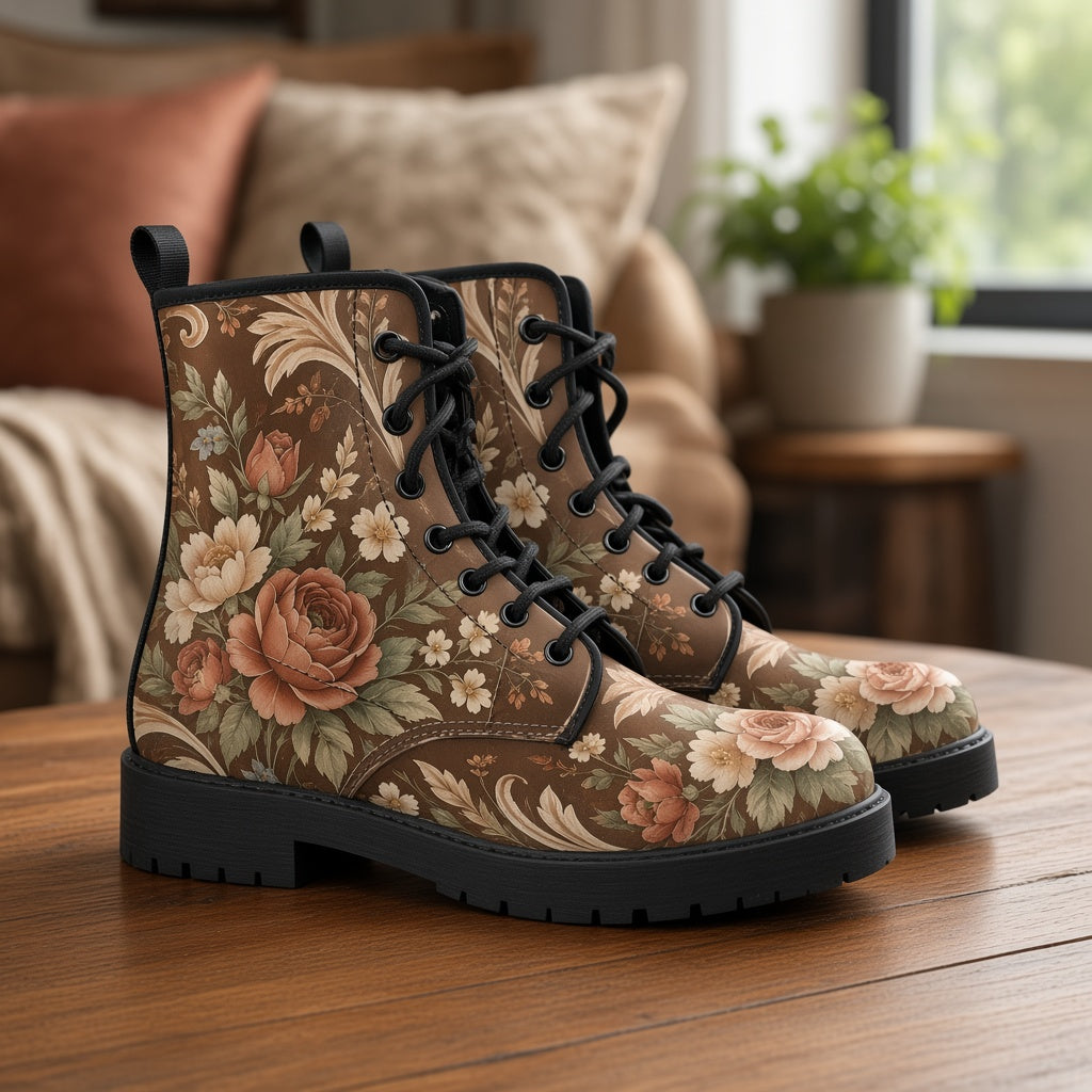 Western Bohemian Custom Vegan Leather Lace-Up Boots