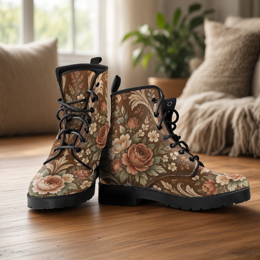 Western Bohemian Custom Vegan Leather Lace-Up Boots