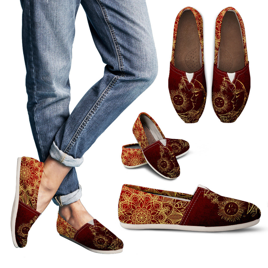 Red Sun and Moon Handcrafted Casual Shoes - TrendifyCo