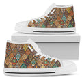 Diamond Mandala P1 - Women's High Top Shoes (White) - TrendifyCo