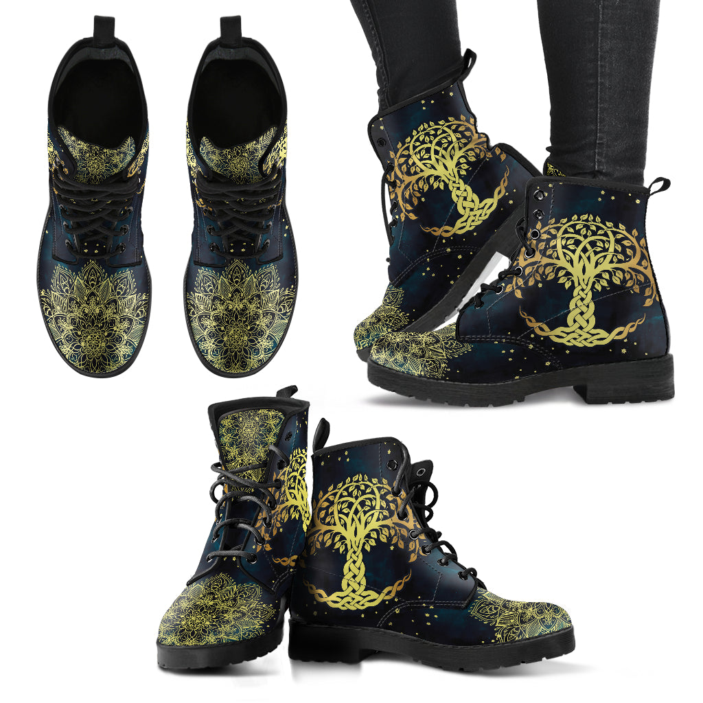 Golden Tree of Life Handcrafted Boots - TrendifyCo