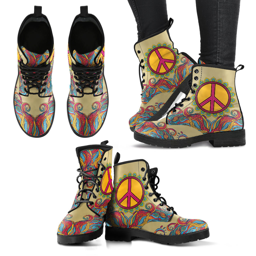 Handcrafted Hippie Peace Boots - TrendifyCo
