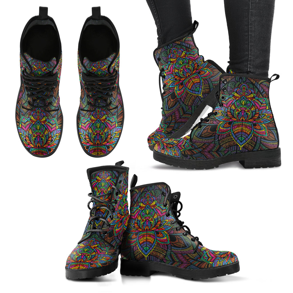 Colorful Lotus Handcrafted Boots - TrendifyCo
