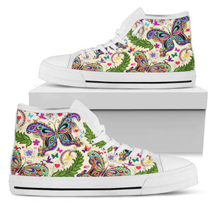 Butterfly High Top Shoes White - TrendifyCo