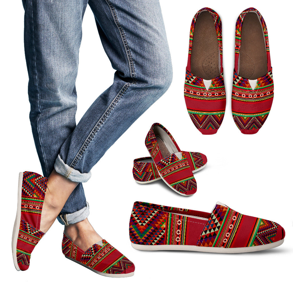 Red Aztec Handcrafted Casual Shoes - TrendifyCo