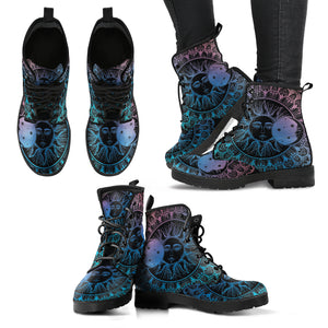 Mandala Sun Moon Women's Leather Boots - TrendifyCo