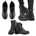 Dark Grey Lotus Mandala Handcrafted Boots - TrendifyCo
