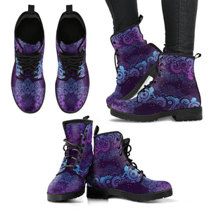 Purple Paisley Mandala Handcrafted Boots - TrendifyCo