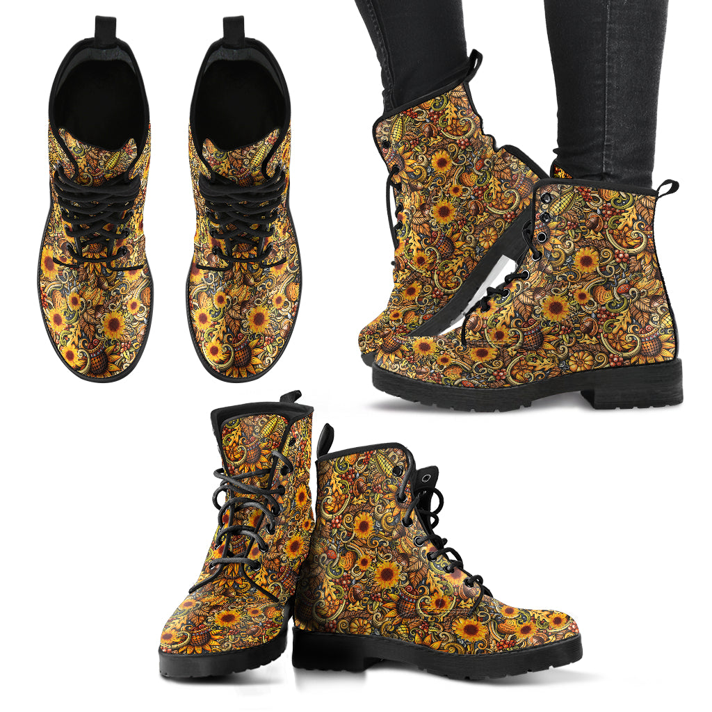 Hippie Sunflower Handcrafted Boots - TrendifyCo
