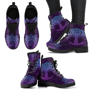 Purple Tree Of Life Handcrafted Boots - TrendifyCo