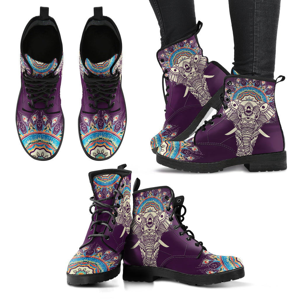 Elephant Mandala Women's Leather Boots