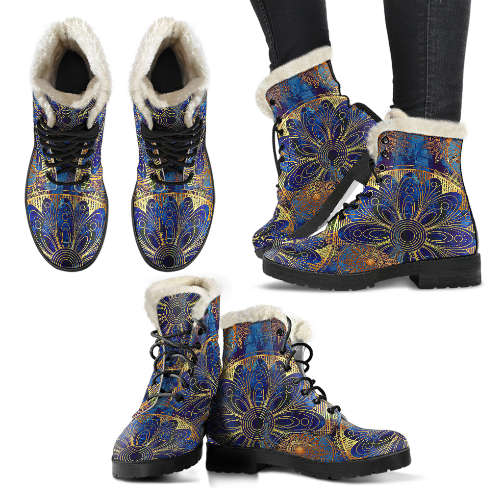 Blue And Gold Bohemian Boots - TrendifyCo