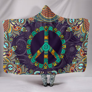 Peace Fractal Mandala Hooded Blanket