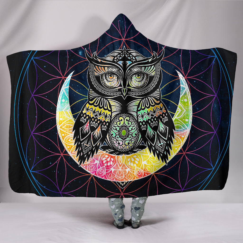 Colorful Owl Hooded Blanket