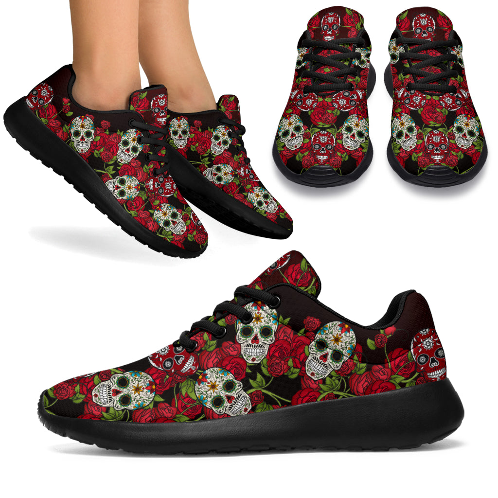 Awesome Skull And Roses Sport Sneakers - TrendifyCo