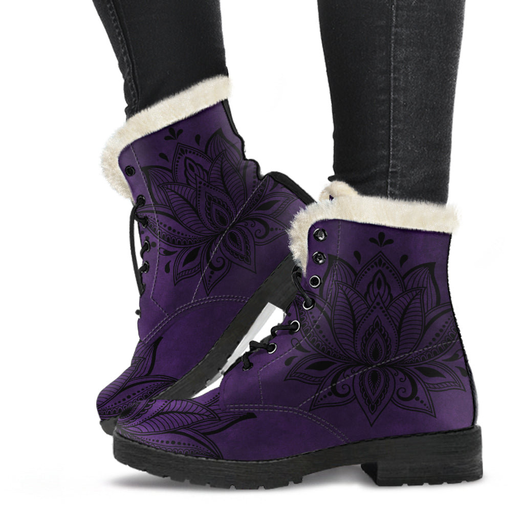 Purple Lotus - Fur Vegan Boots