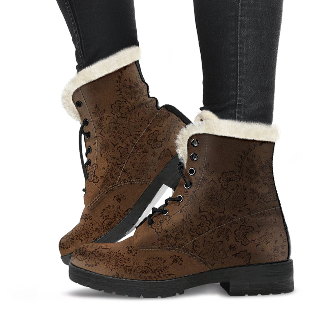 Henna Mehndi Faux fur Boots - TrendifyCo