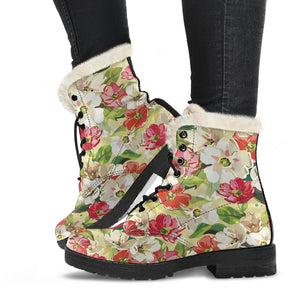 Colorful Flowers - Vegan Fur Boots